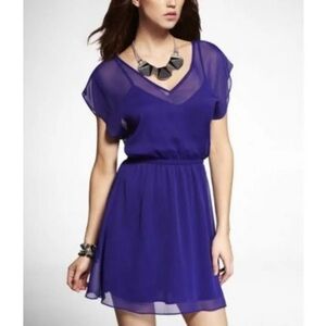 Express Sheer Overlay Slip Dress - Purple (Size XS)